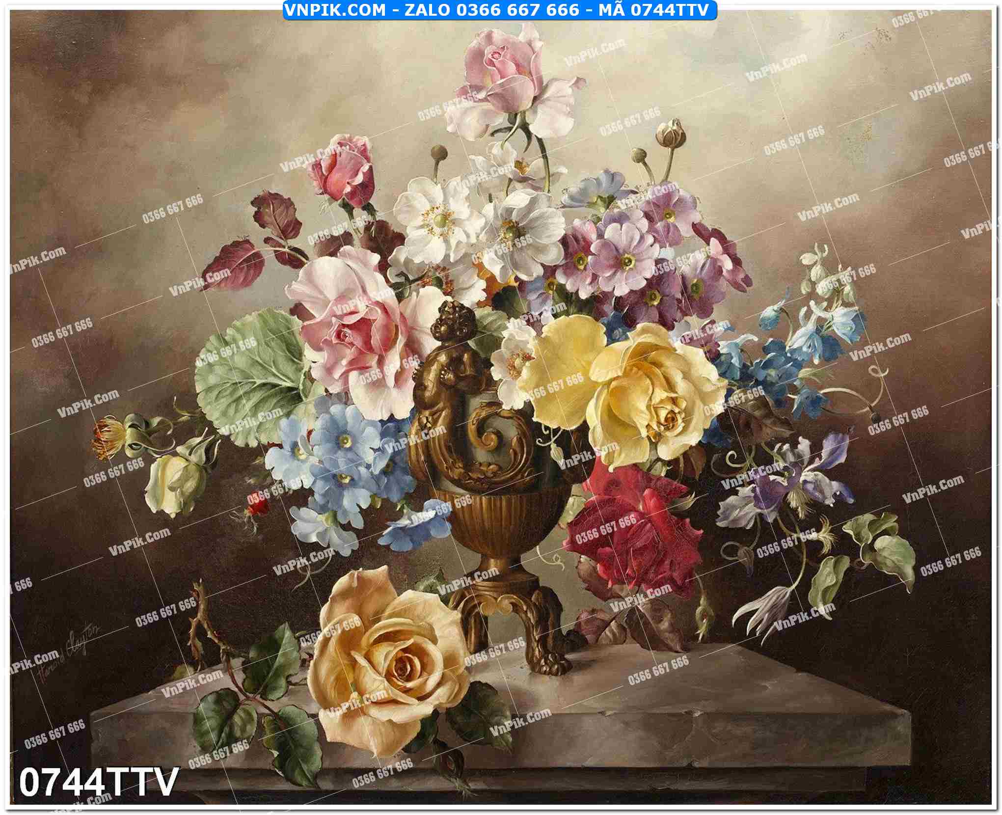 Tranh sơn dầu tĩnh vật hoa quả mã file 0744TTV