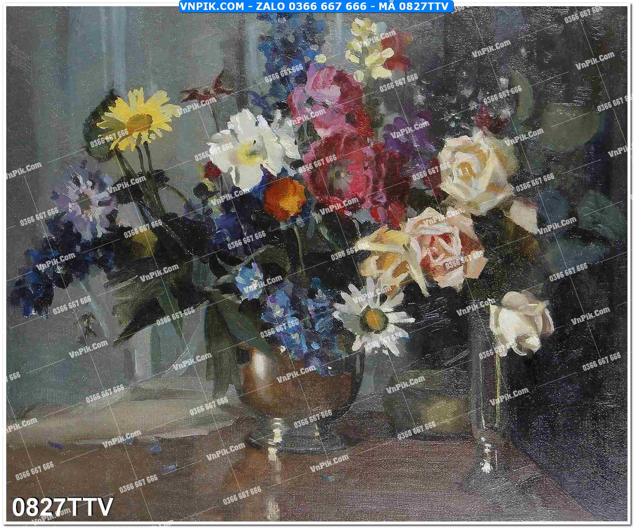 Tranh sơn dầu tĩnh vật hoa quả mã file 0827TTV
