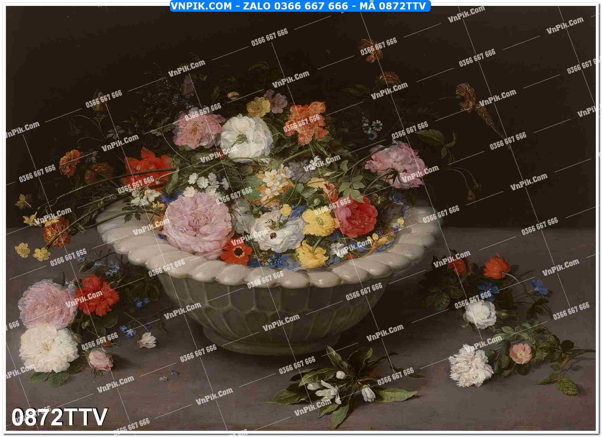 Tranh sơn dầu tĩnh vật hoa quả mã file 0872TTV