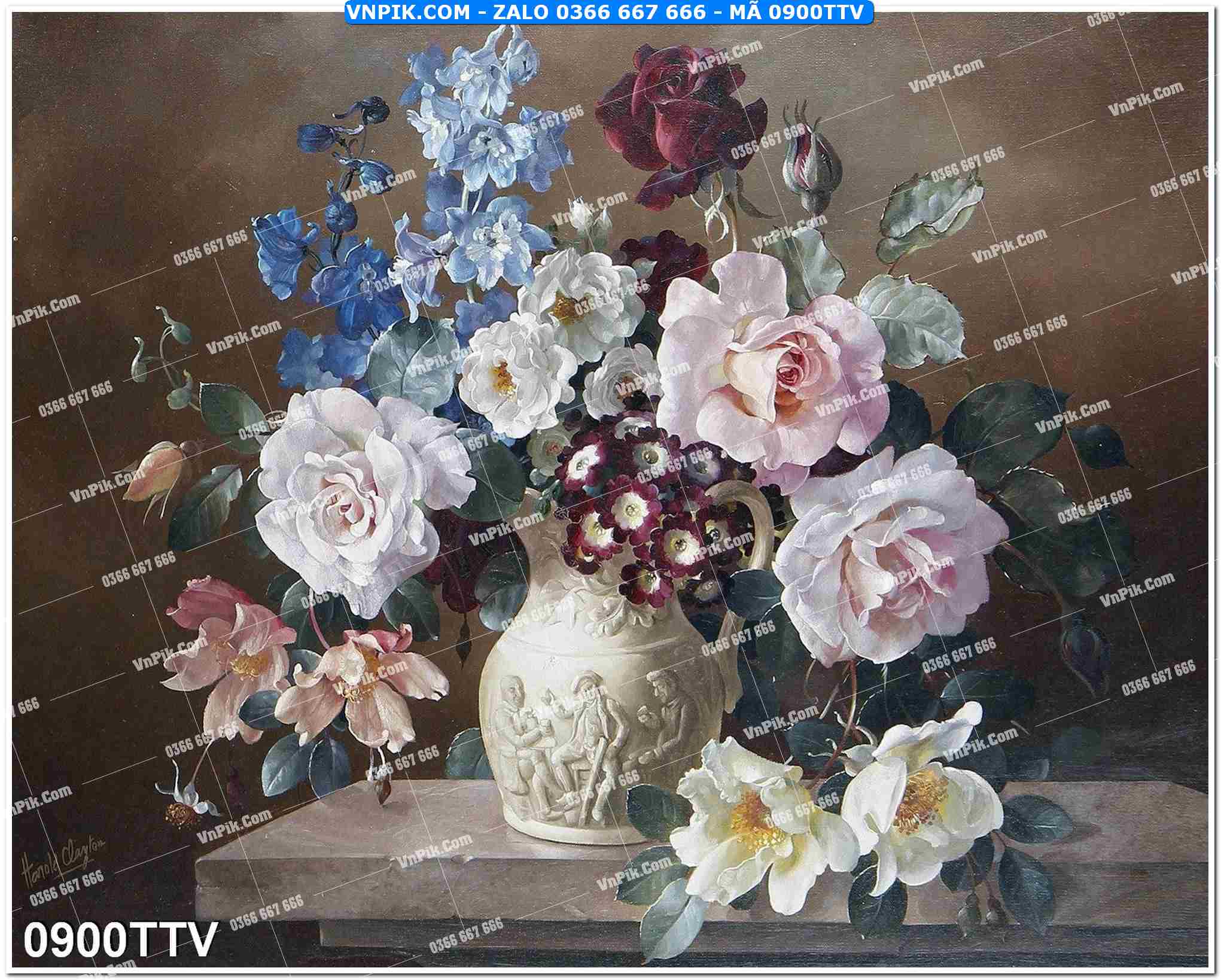 Tranh sơn dầu tĩnh vật hoa quả mã file 0900TTV