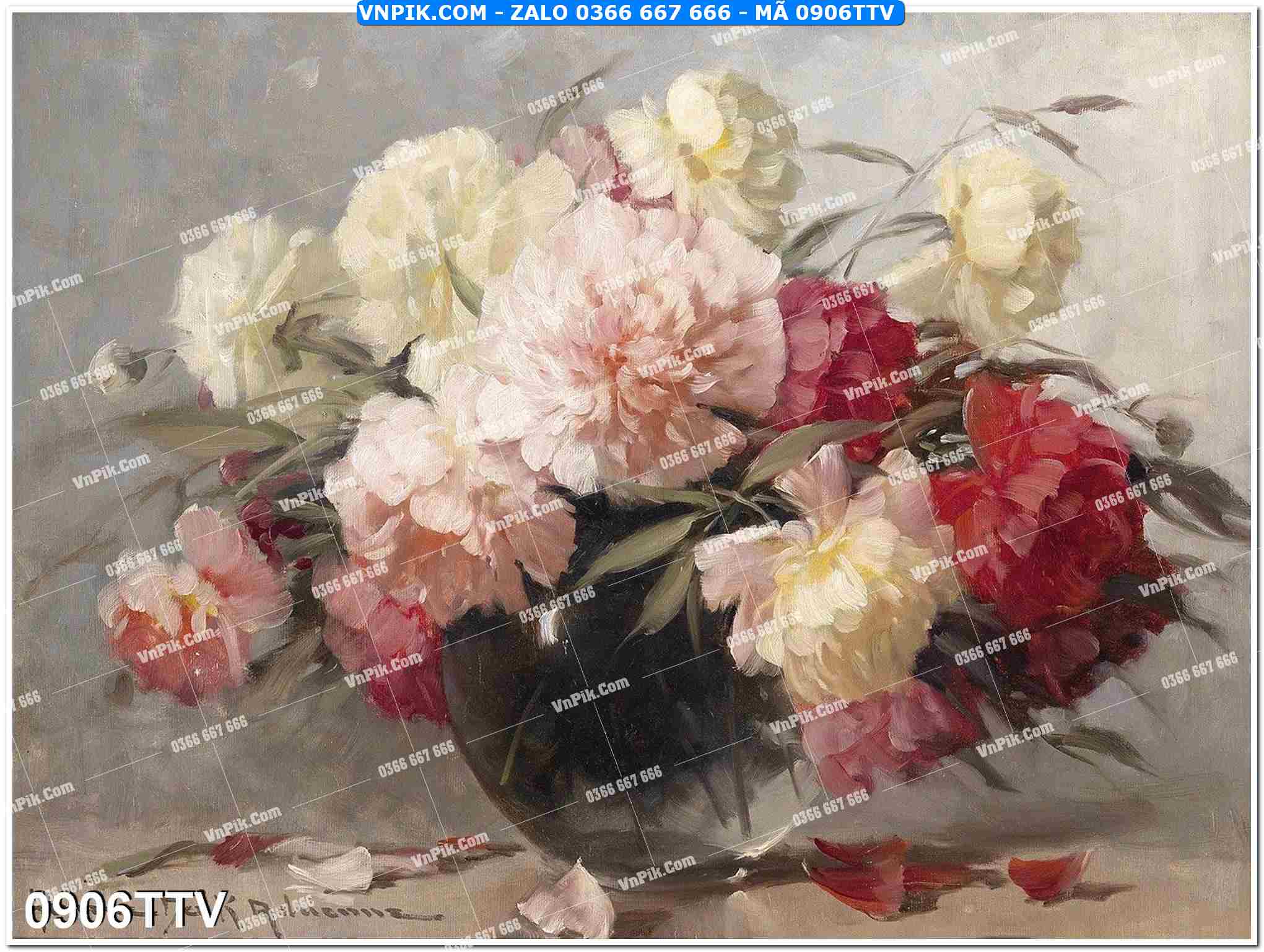 Tranh sơn dầu tĩnh vật hoa quả mã file 0906TTV