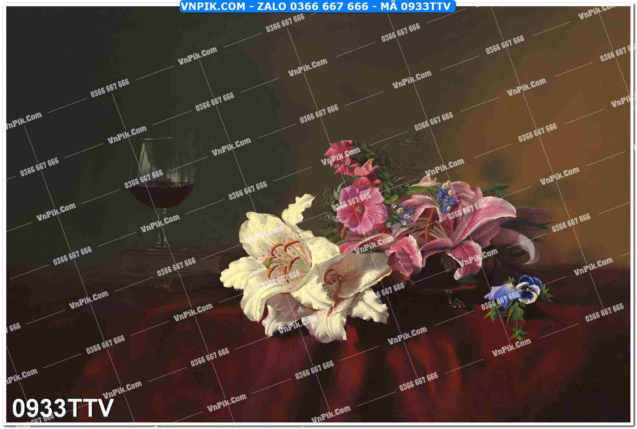 Tranh sơn dầu tĩnh vật hoa quả mã file 0933TTV