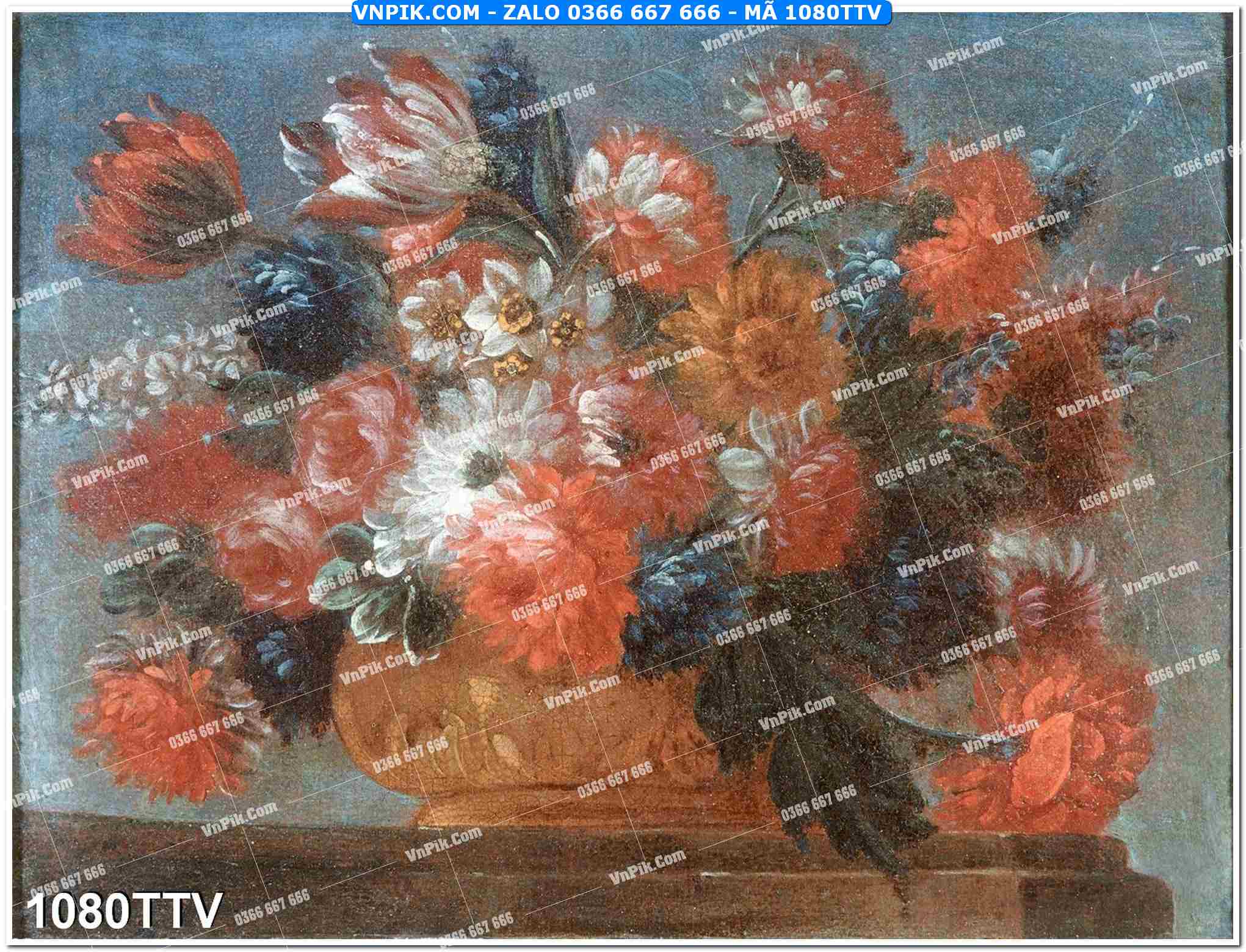 Tranh sơn dầu tĩnh vật hoa quả mã file 1080TTV