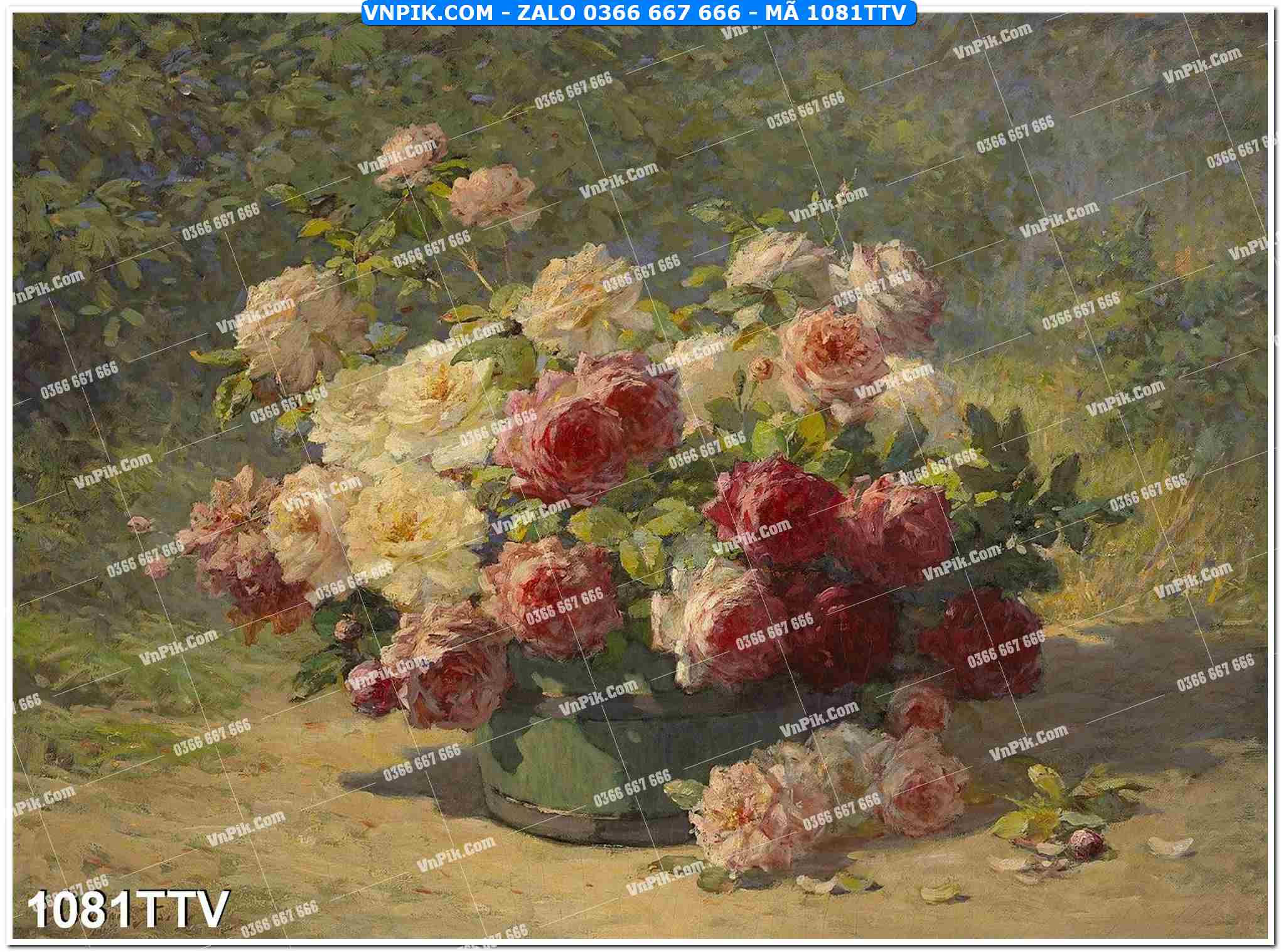 Tranh sơn dầu tĩnh vật hoa quả mã file 1081TTV