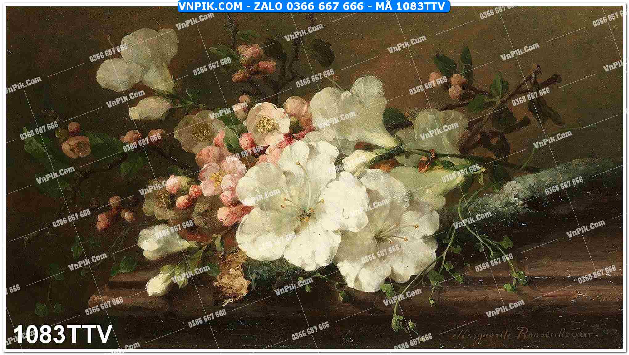 Tranh sơn dầu tĩnh vật hoa quả mã file 1083TTV