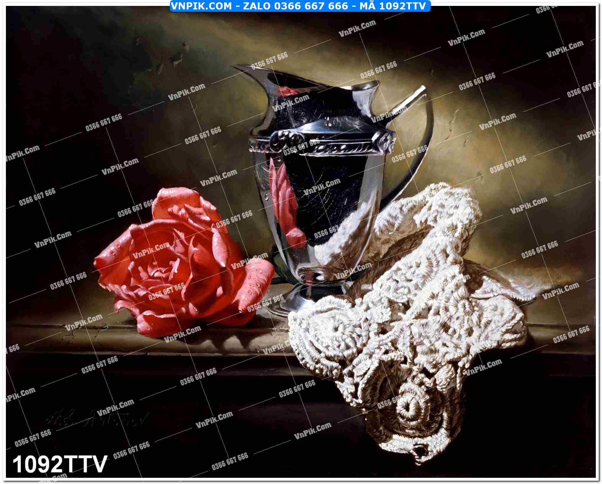 Tranh sơn dầu tĩnh vật hoa quả mã file 1092TTV