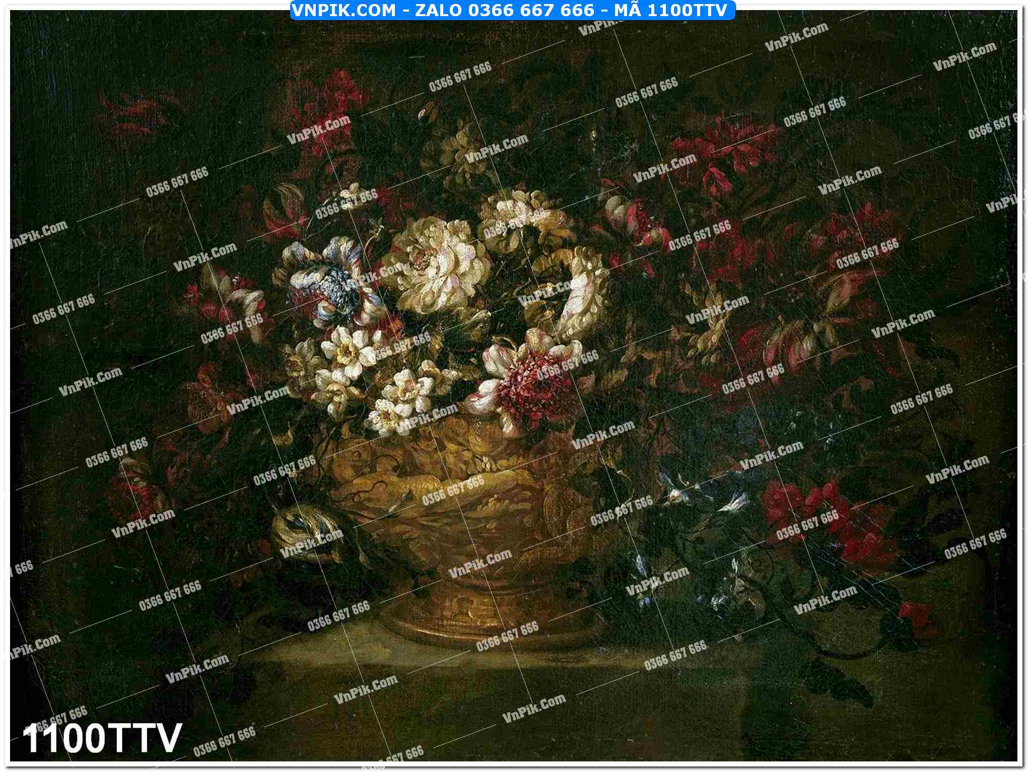 Tranh sơn dầu tĩnh vật hoa quả mã file 1100TTV