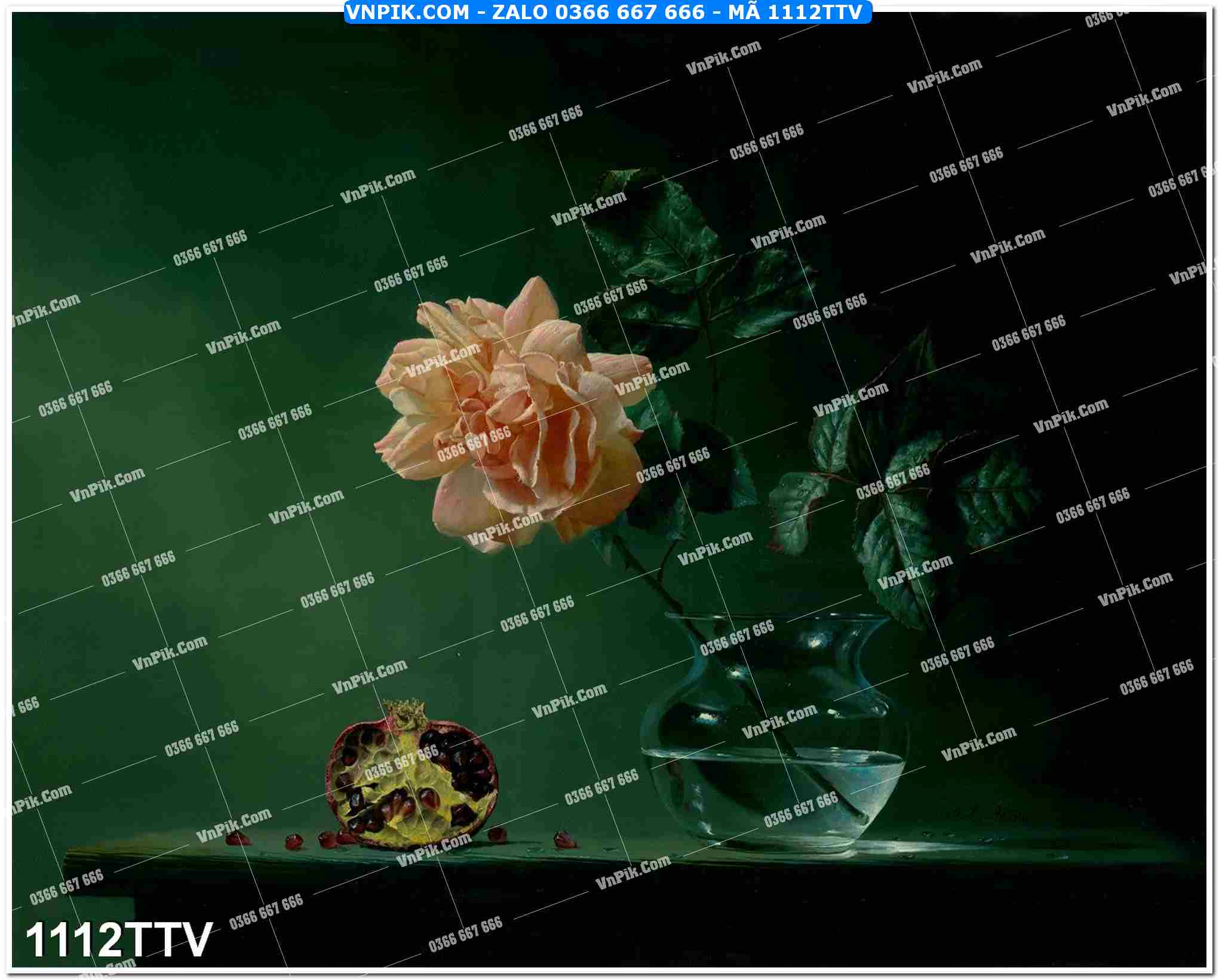 Tranh sơn dầu tĩnh vật hoa quả mã file 1112TTV