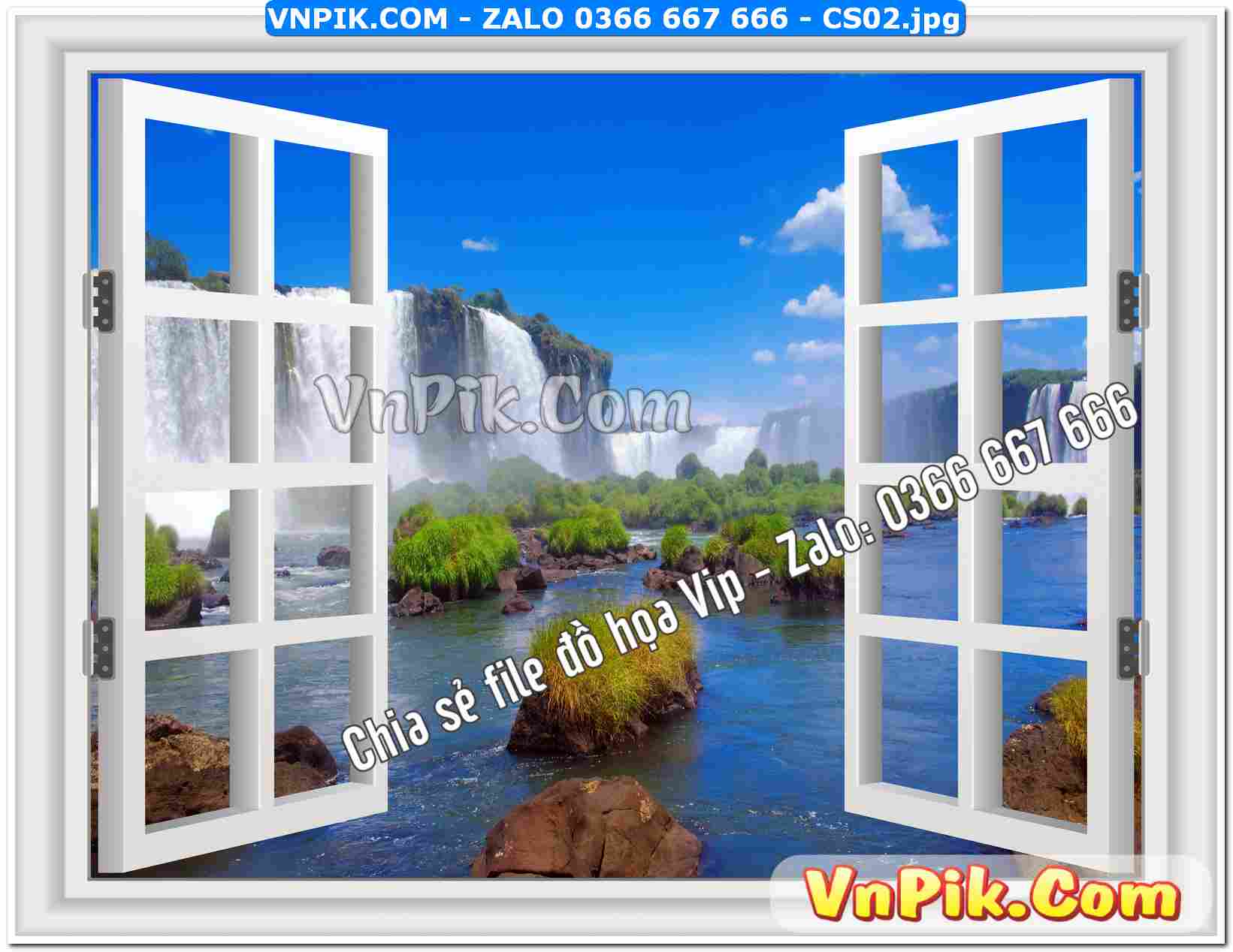 Mẫu tranh cửa sổ 3D tranh dán tường mã file CS02