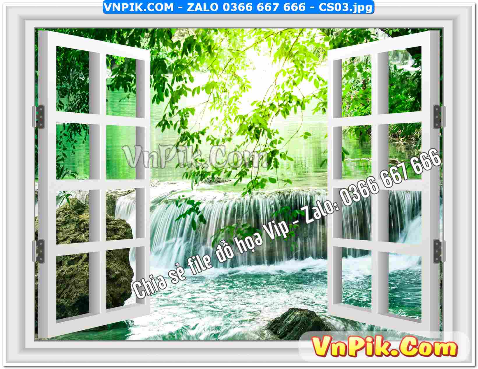 Mẫu tranh cửa sổ 3D tranh dán tường mã file CS03