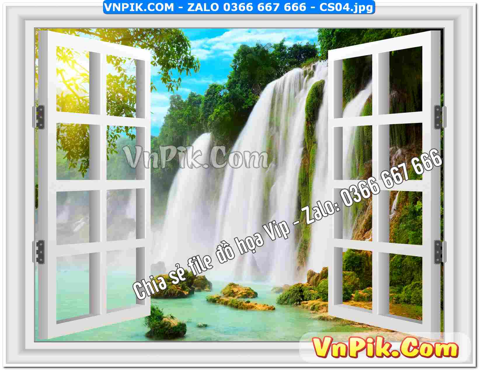 Mẫu tranh cửa sổ 3D tranh dán tường mã file CS04