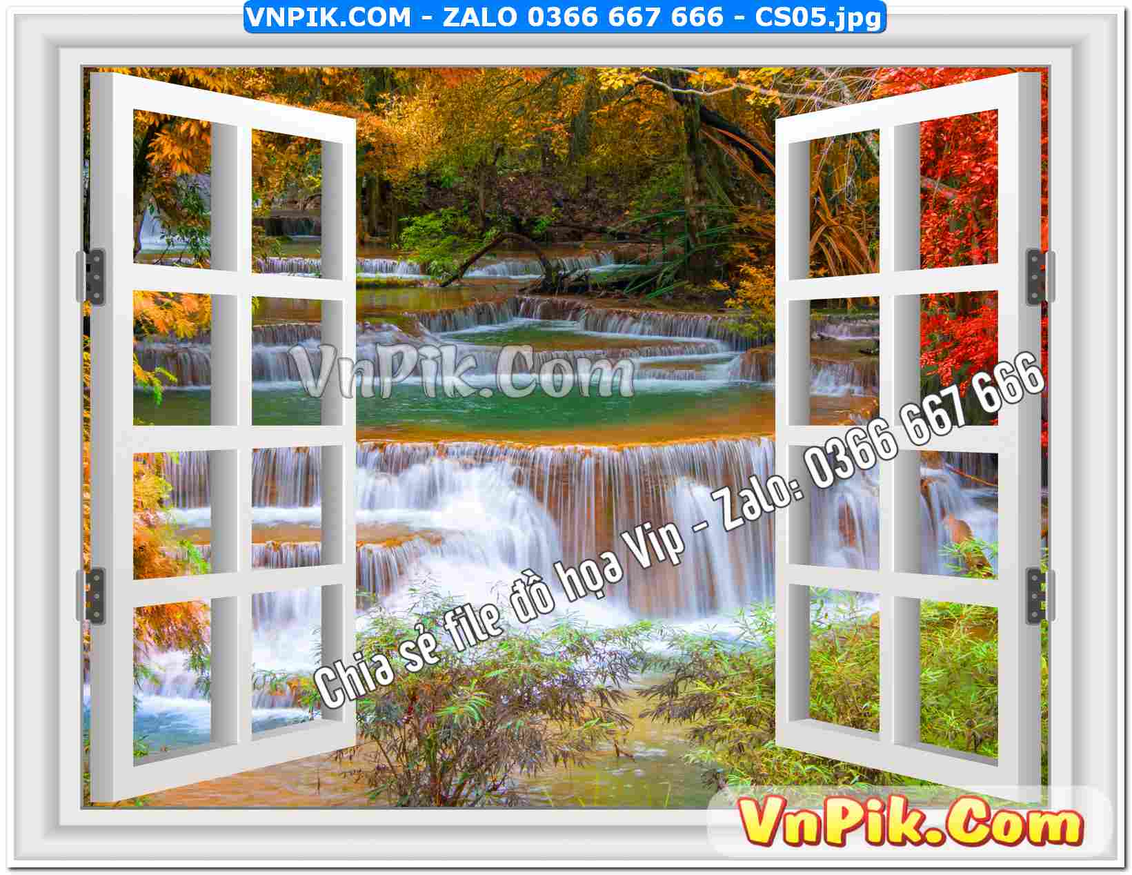 Mẫu tranh cửa sổ 3D tranh dán tường mã file CS05
