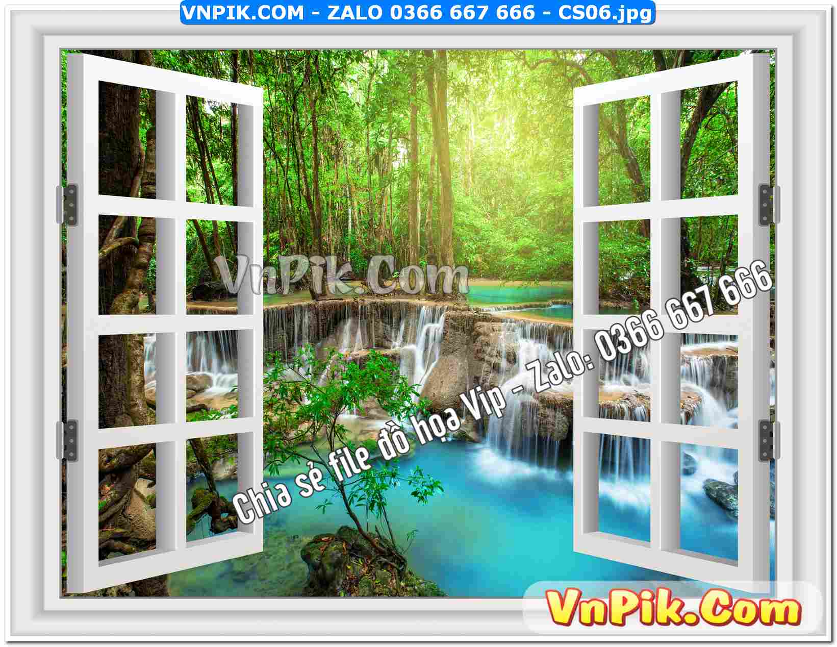 Mẫu tranh cửa sổ 3D tranh dán tường mã file CS06