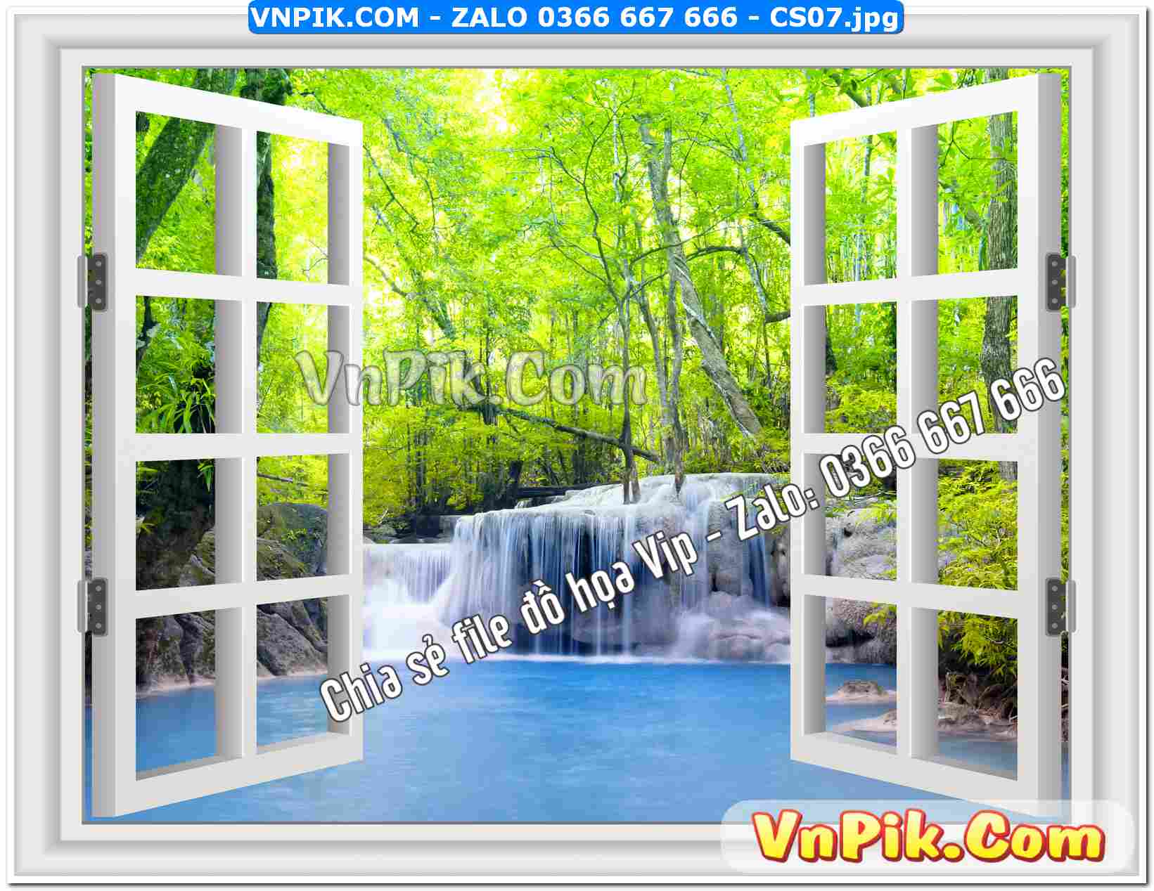 Mẫu tranh cửa sổ 3D tranh dán tường mã file CS07
