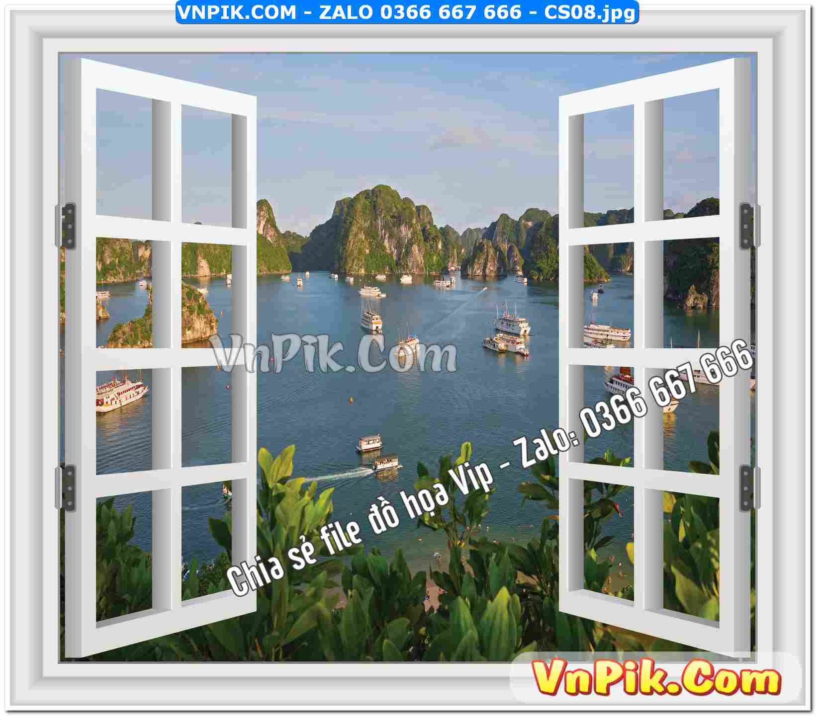 Mẫu tranh cửa sổ 3D tranh dán tường mã file CS08