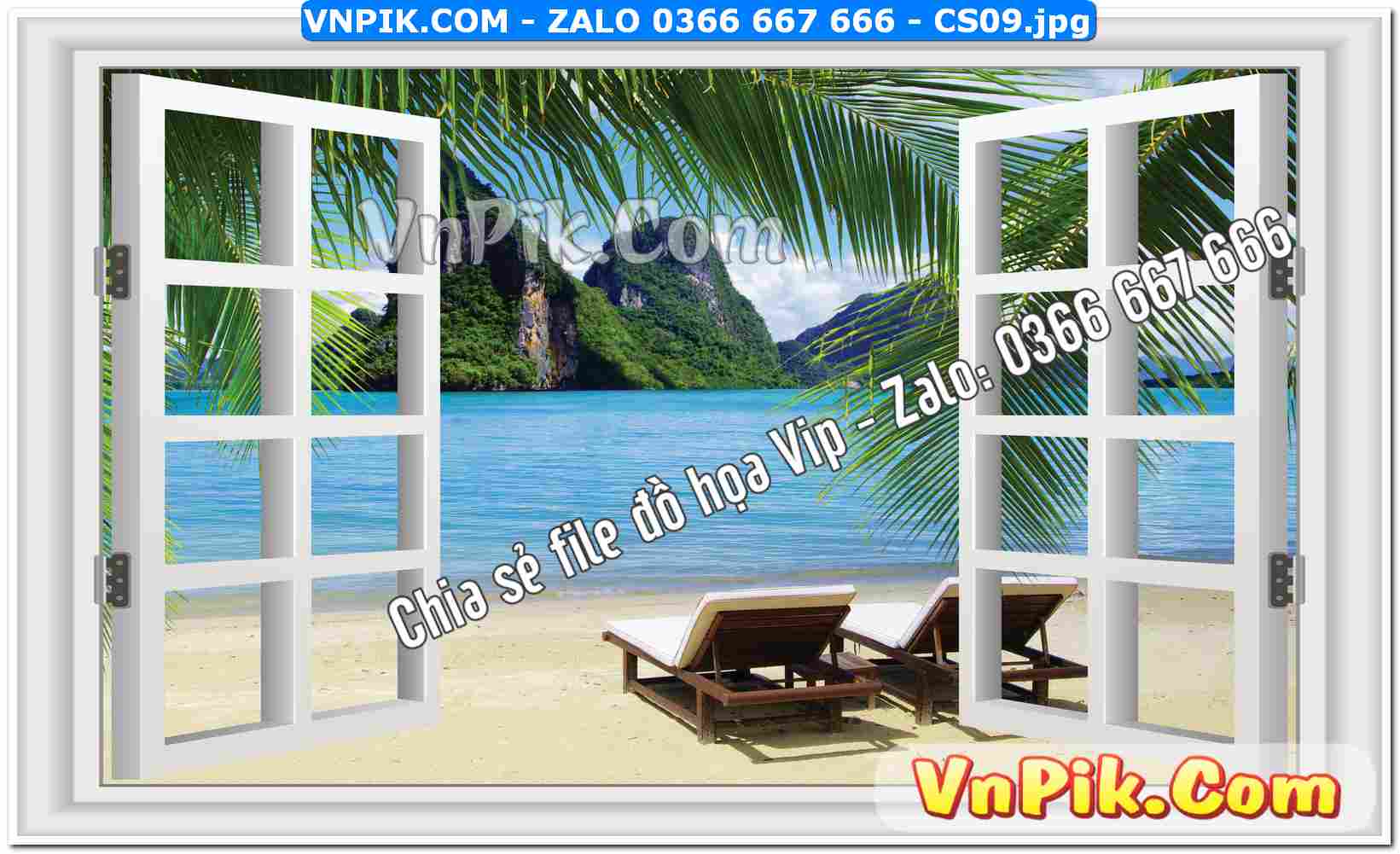 Mẫu tranh cửa sổ 3D tranh dán tường mã file CS09