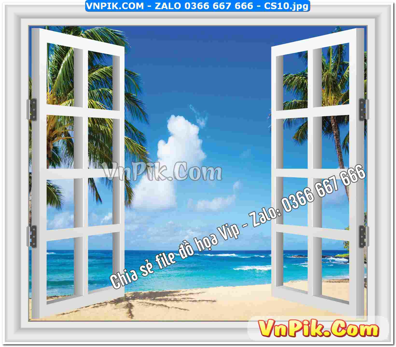 Mẫu tranh cửa sổ 3D tranh dán tường mã file CS10