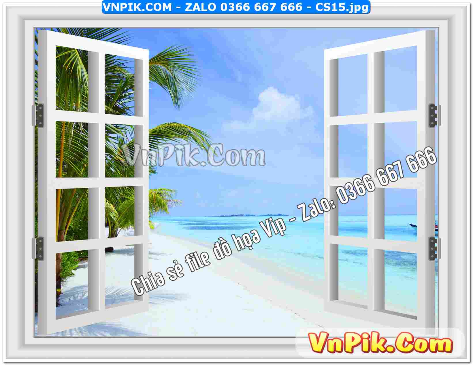 Mẫu tranh cửa sổ 3D tranh dán tường mã file CS15