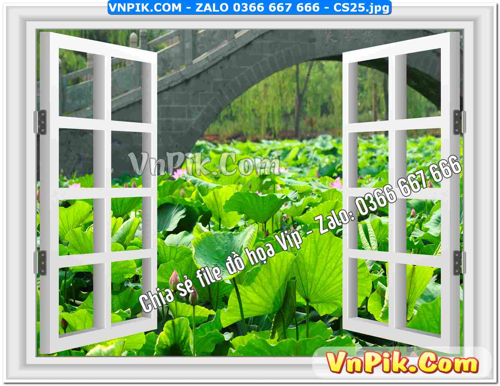 Mẫu tranh cửa sổ 3D tranh dán tường mã file CS25