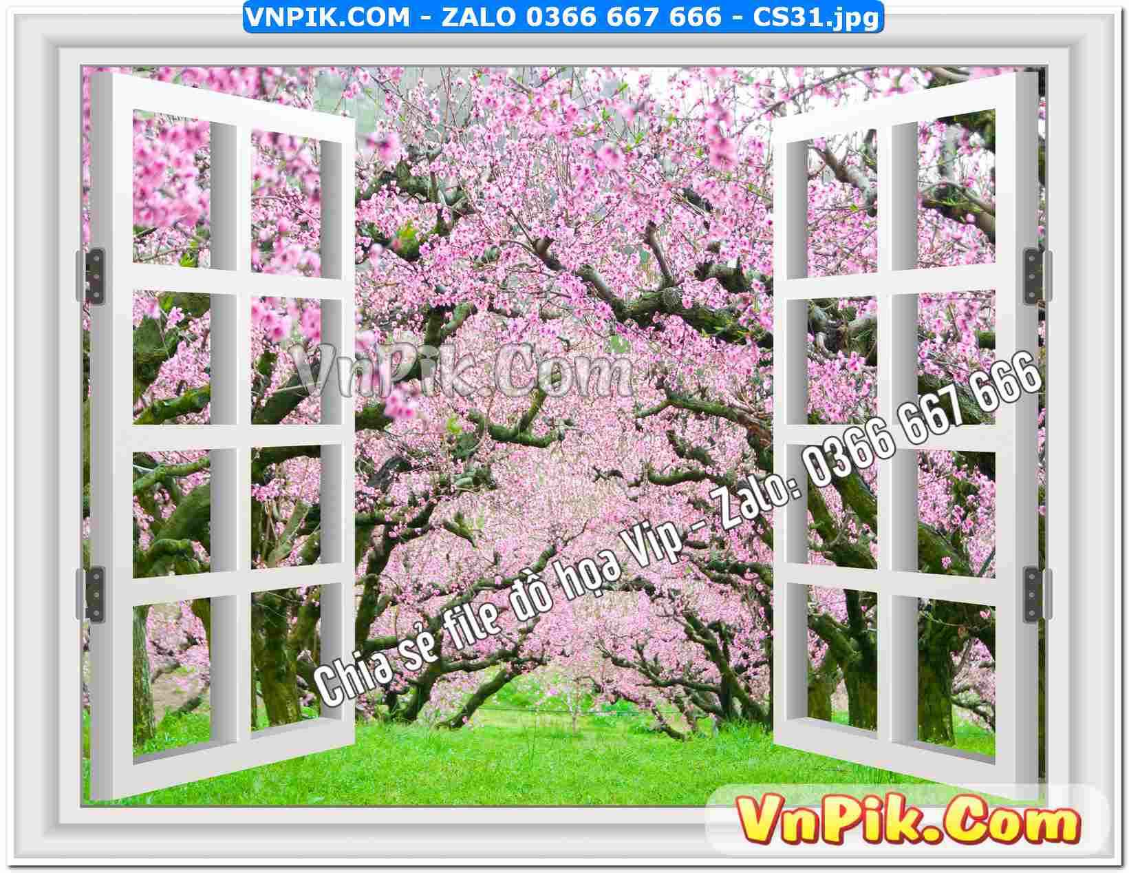 Mẫu tranh cửa sổ 3D tranh dán tường mã file CS31
