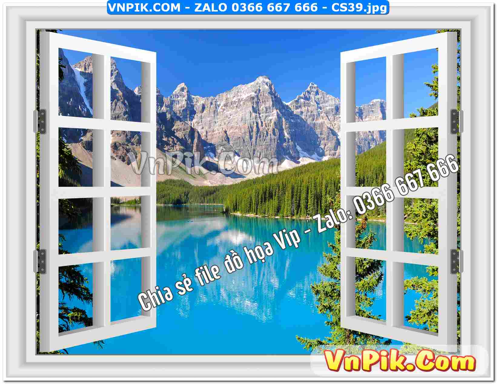 Mẫu tranh cửa sổ 3D tranh dán tường mã file CS39