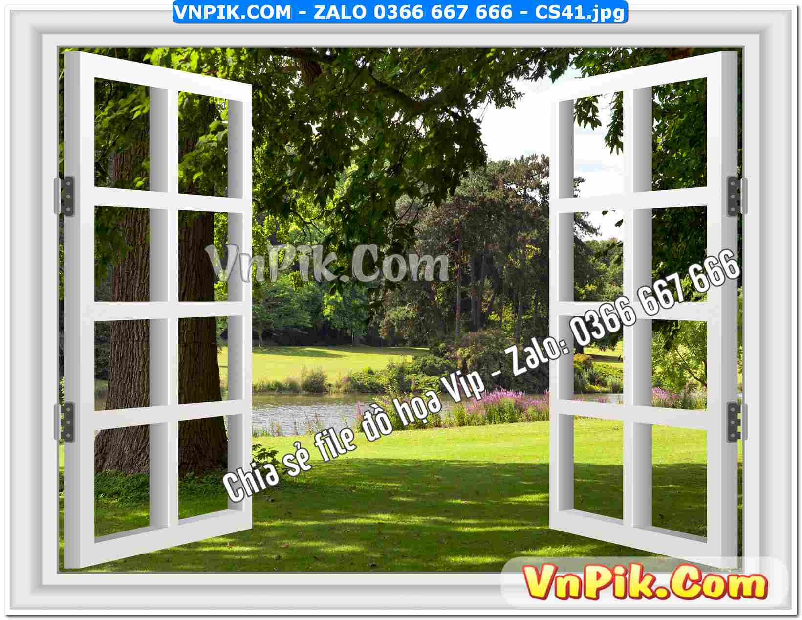 Mẫu tranh cửa sổ 3D tranh dán tường mã file CS41