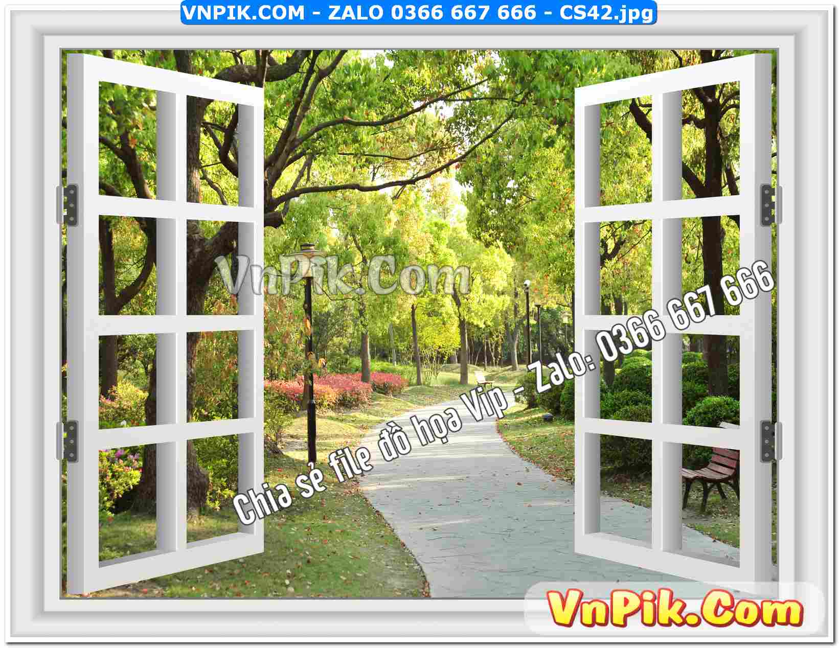 Mẫu tranh cửa sổ 3D tranh dán tường mã file CS42