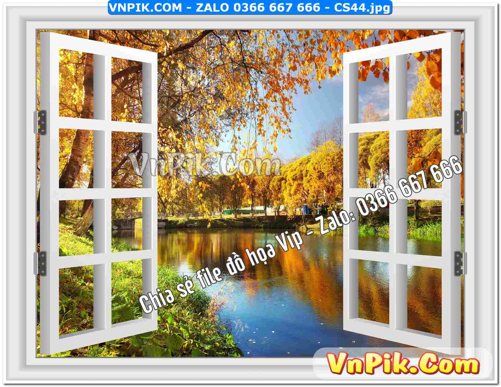Mẫu tranh cửa sổ 3D tranh dán tường mã file CS44