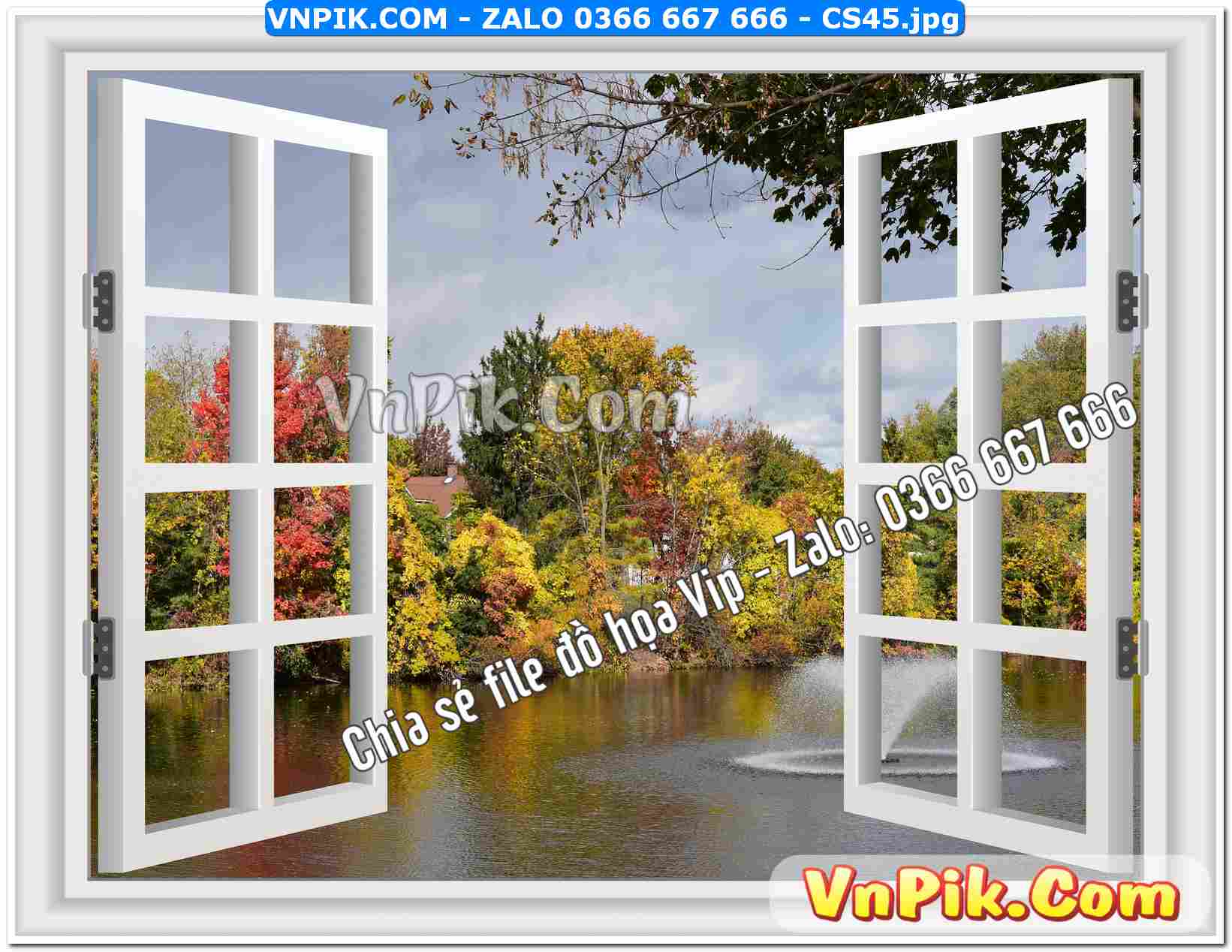 Mẫu tranh cửa sổ 3D tranh dán tường mã file CS45