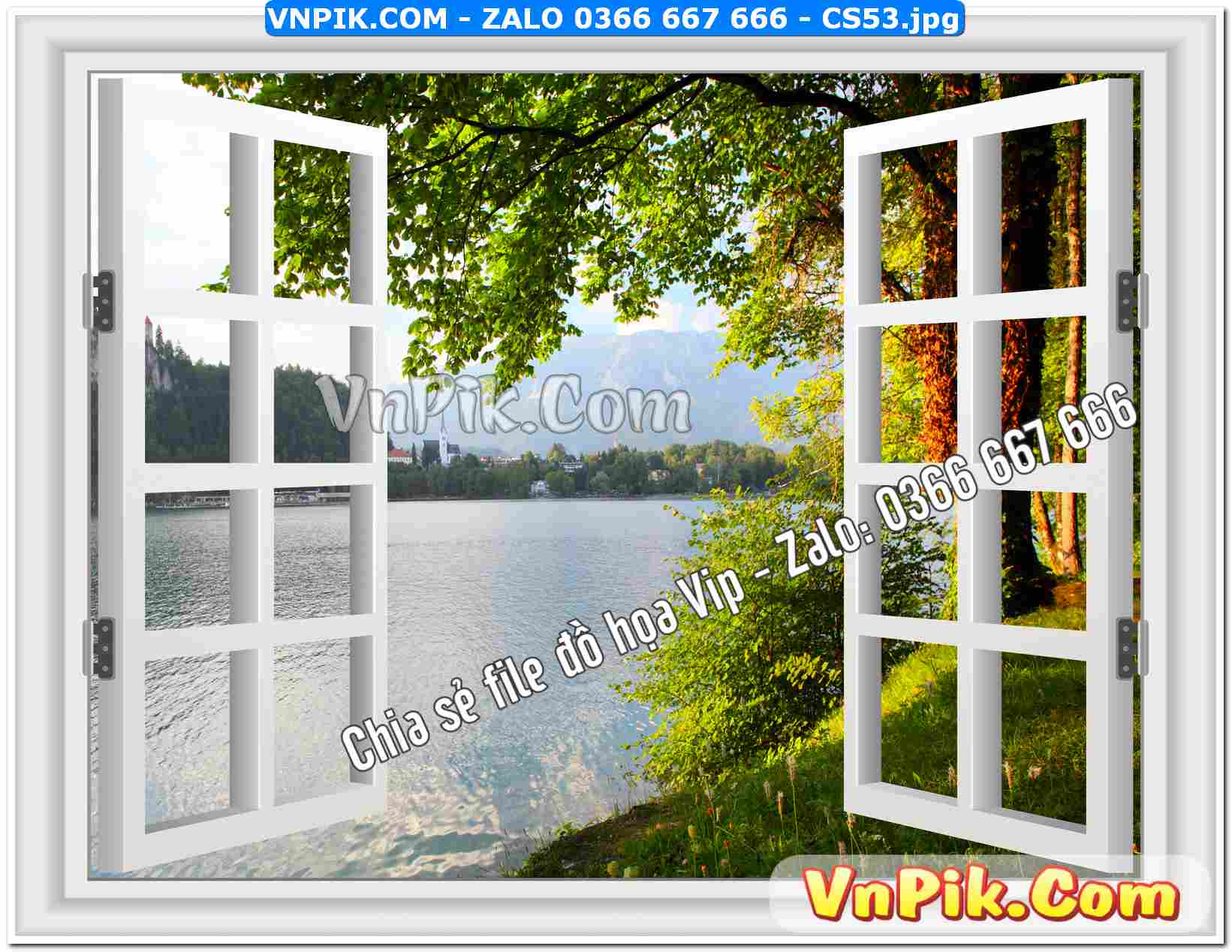 Mẫu tranh cửa sổ 3D tranh dán tường mã file CS53