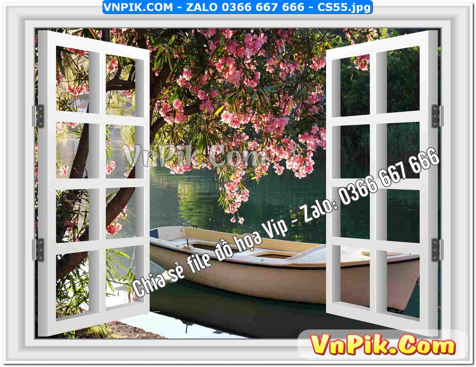 Mẫu tranh cửa sổ 3D tranh dán tường mã file CS55