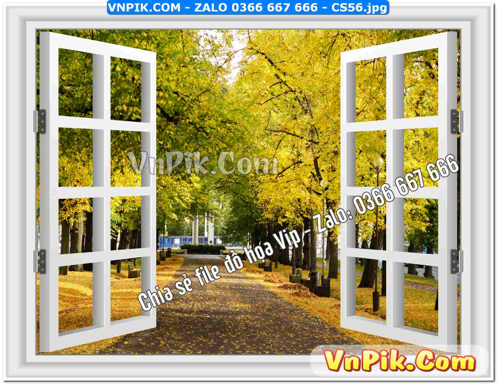 Mẫu tranh cửa sổ 3D tranh dán tường mã file CS56