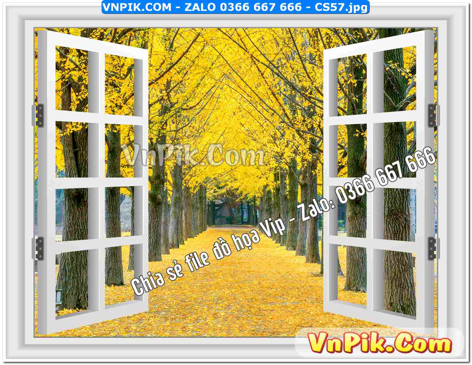 Mẫu tranh cửa sổ 3D tranh dán tường mã file CS57