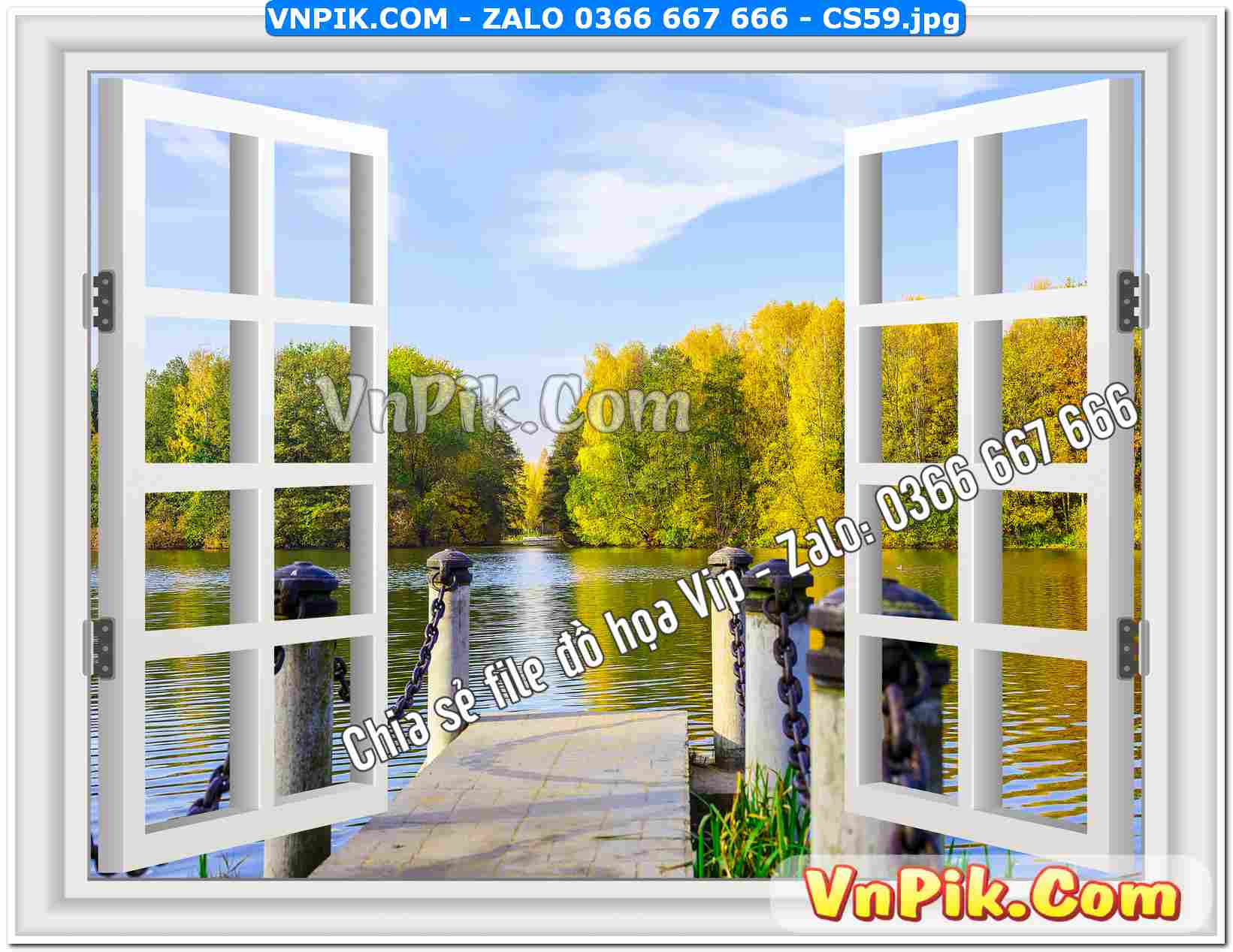 Mẫu tranh cửa sổ 3D tranh dán tường mã file CS59
