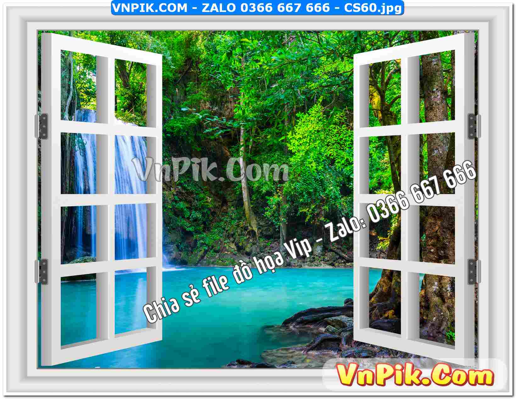 Mẫu tranh cửa sổ 3D tranh dán tường mã file CS60