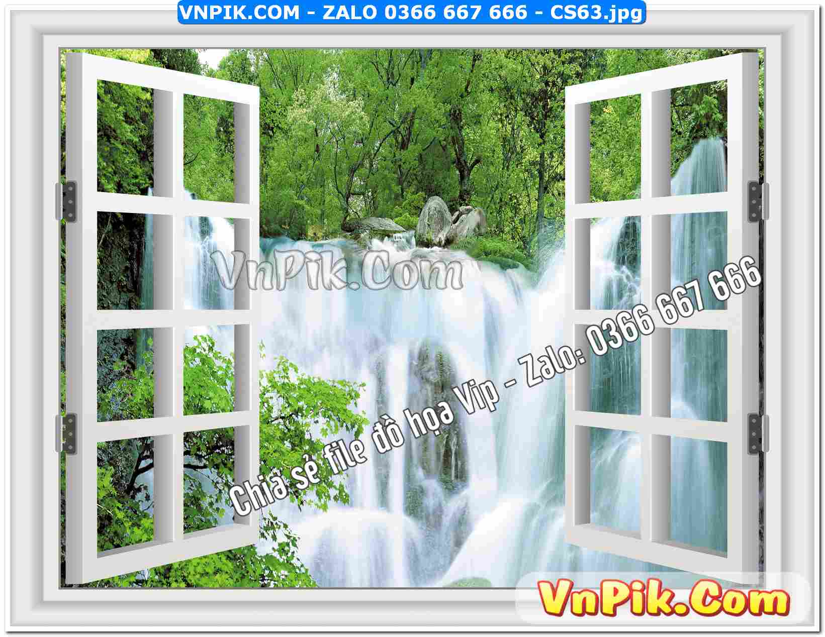 Mẫu tranh cửa sổ 3D tranh dán tường mã file CS63