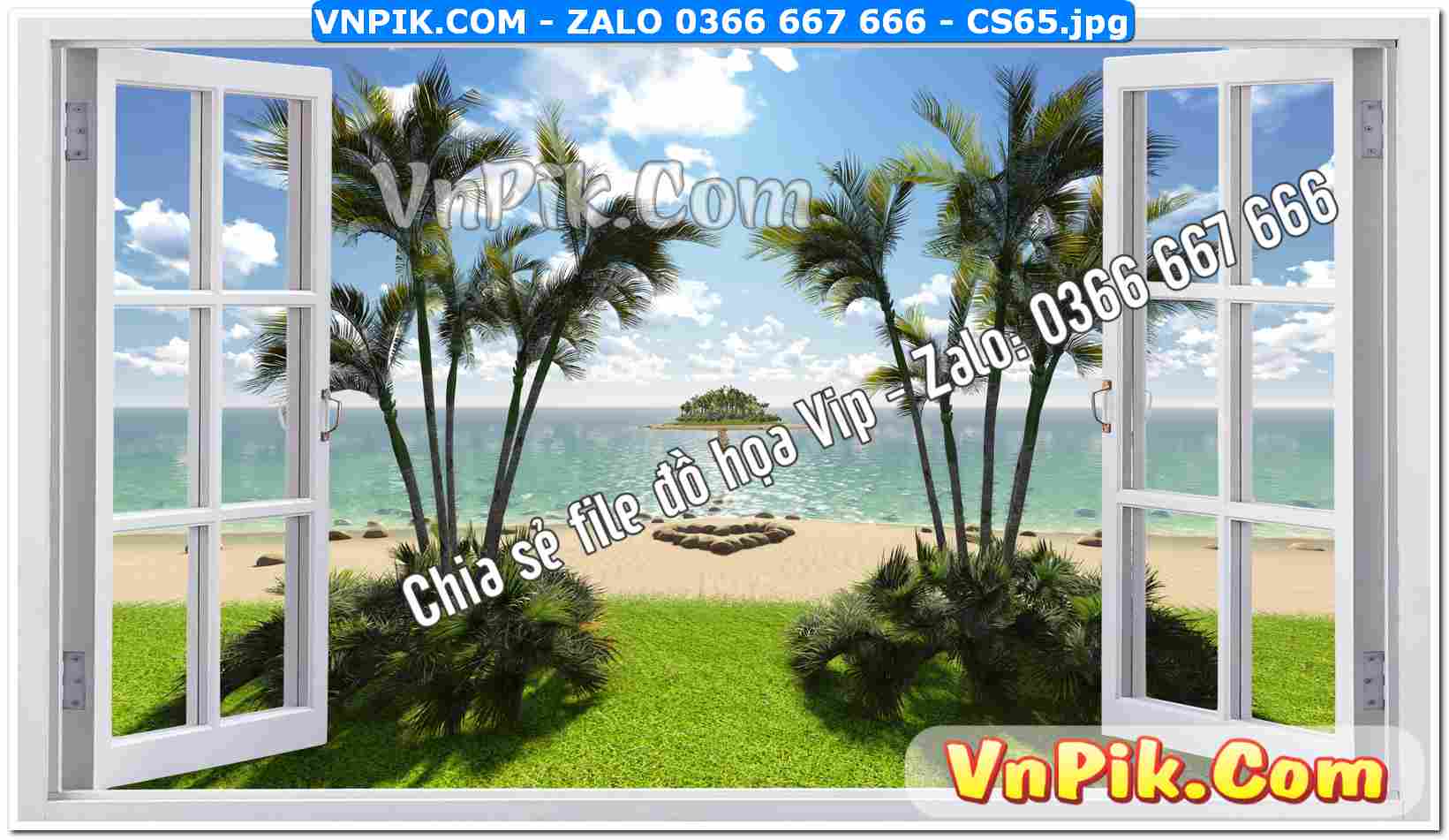 Mẫu tranh cửa sổ 3D tranh dán tường mã file CS65
