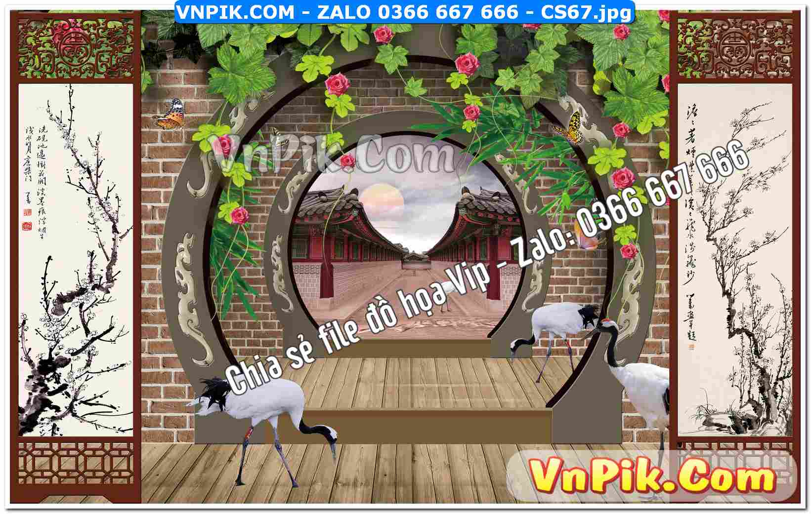 Mẫu tranh cửa sổ 3D tranh dán tường mã file CS67