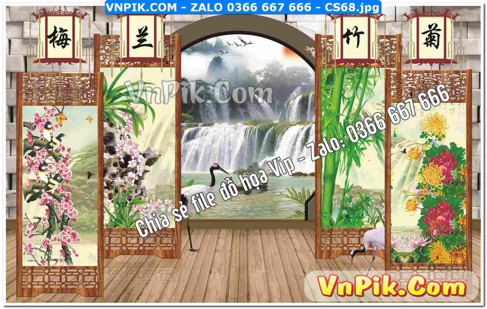 Mẫu tranh cửa sổ 3D tranh dán tường mã file CS68