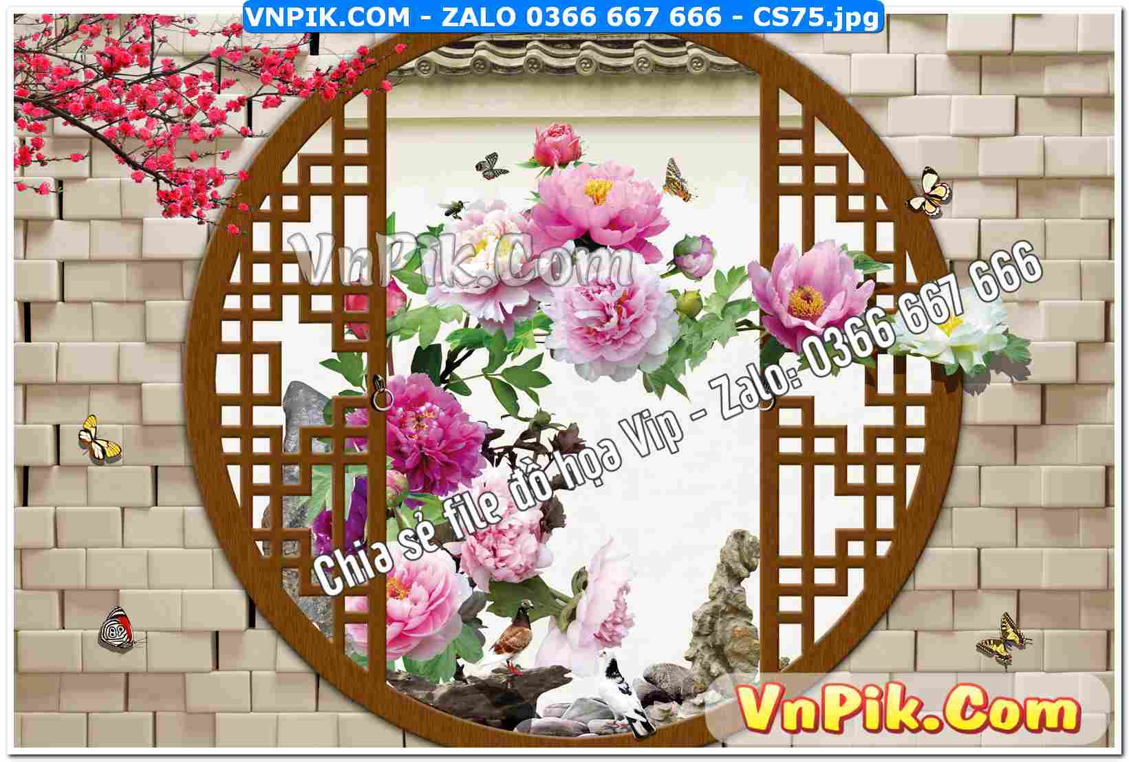 Mẫu tranh cửa sổ 3D tranh dán tường mã file CS75