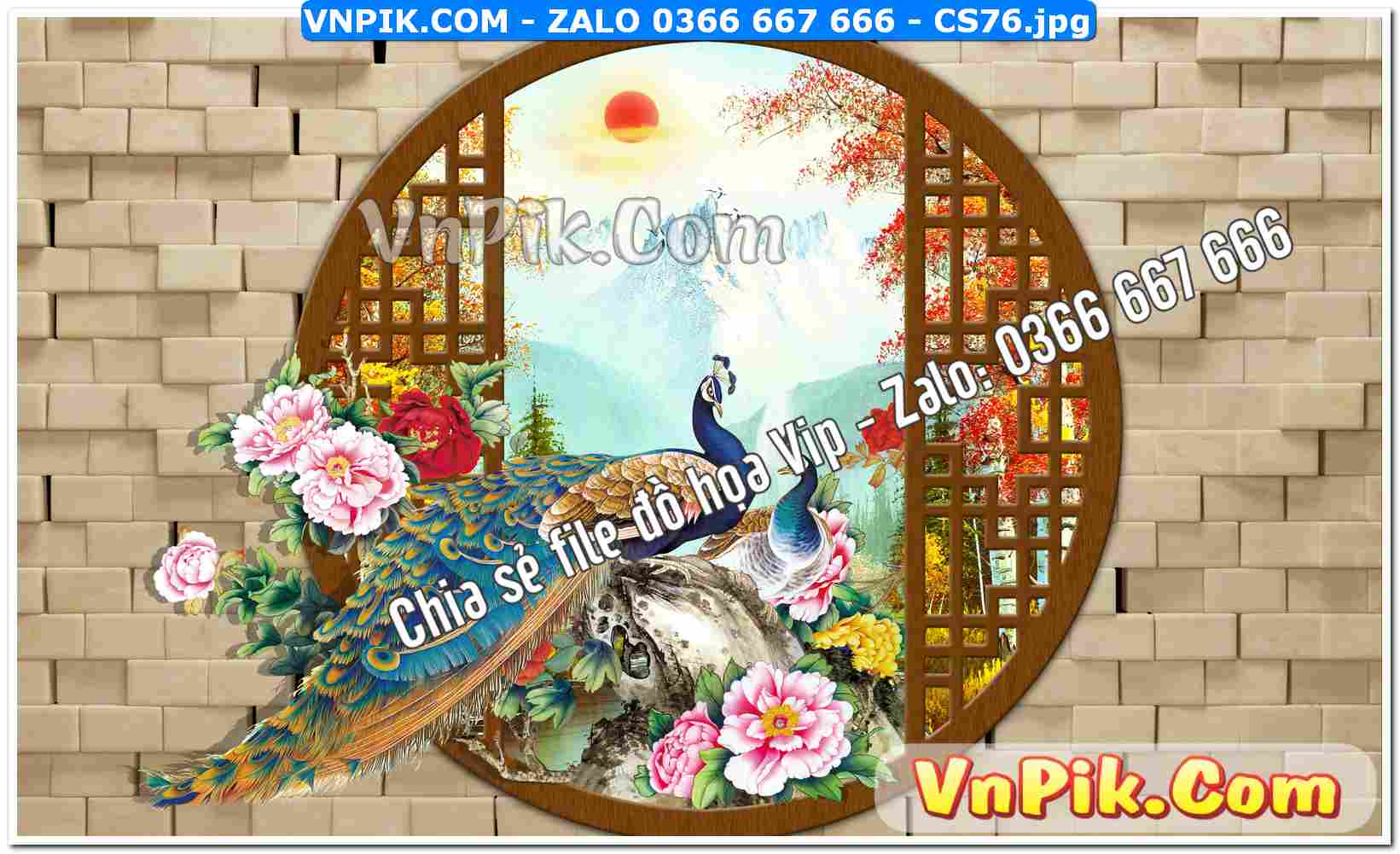 Mẫu tranh cửa sổ 3D tranh dán tường mã file CS76