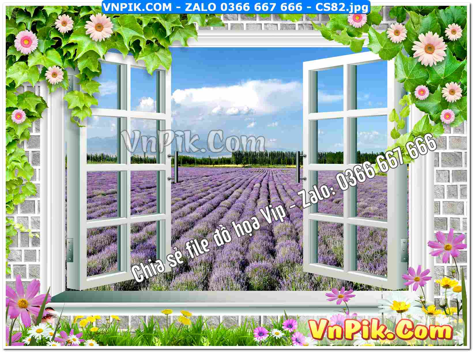 Mẫu tranh cửa sổ 3D tranh dán tường mã file CS82