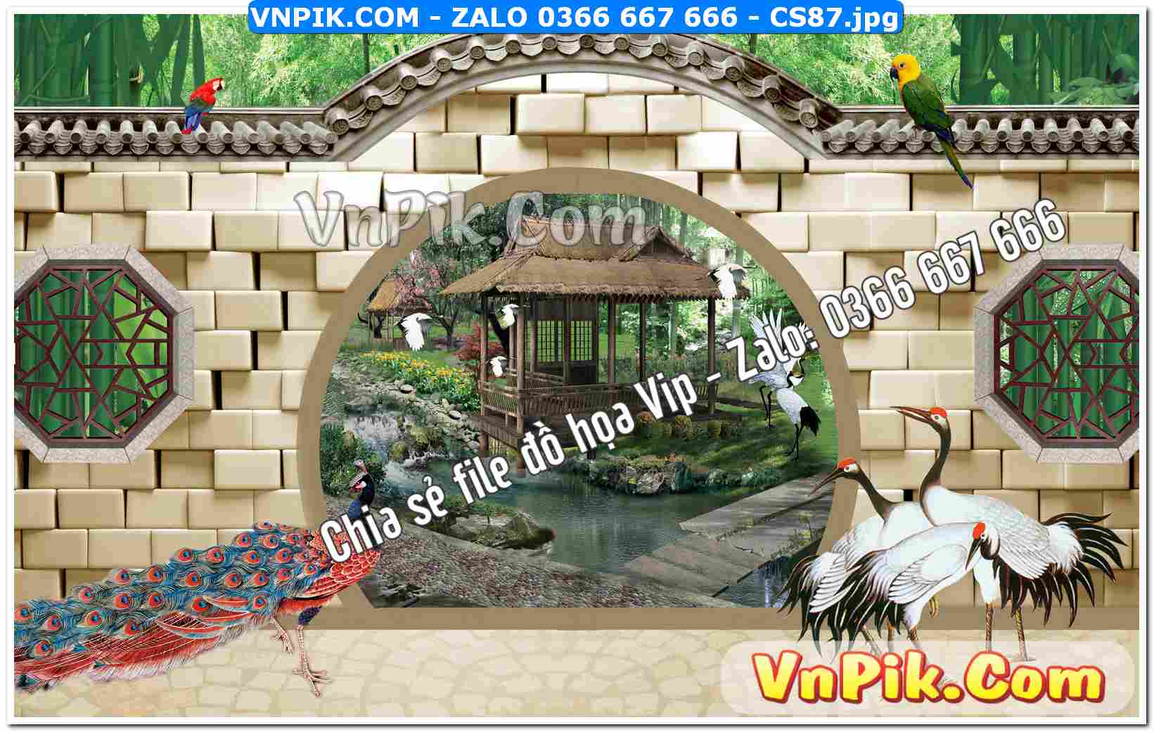 Mẫu tranh cửa sổ 3D tranh dán tường mã file CS87