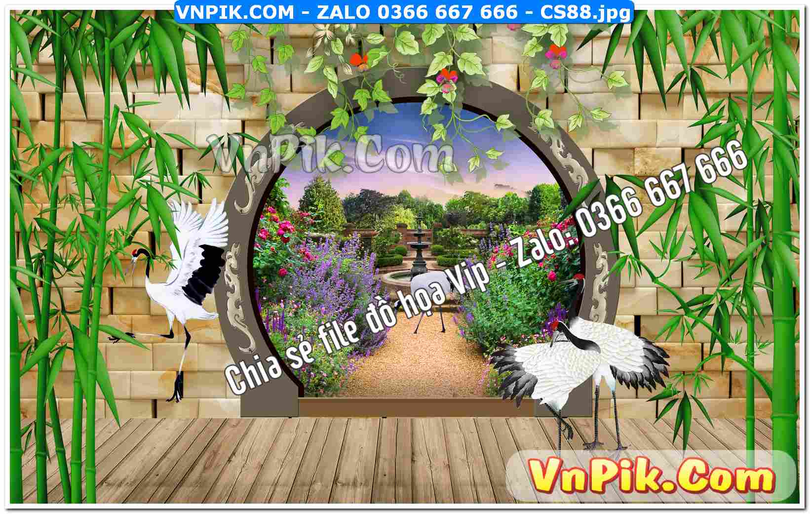 Mẫu tranh cửa sổ 3D tranh dán tường mã file CS88