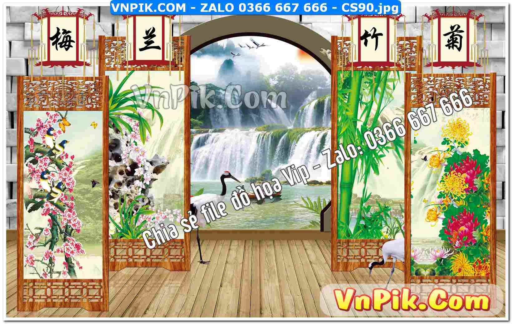 Mẫu tranh cửa sổ 3D tranh dán tường mã file CS90