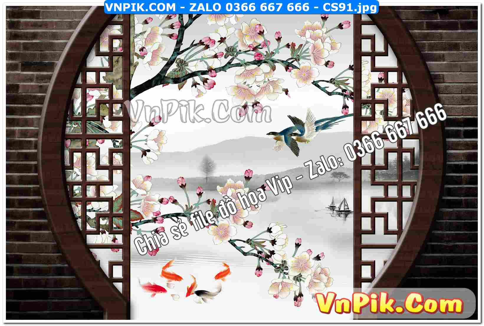 Mẫu tranh cửa sổ 3D tranh dán tường mã file CS91
