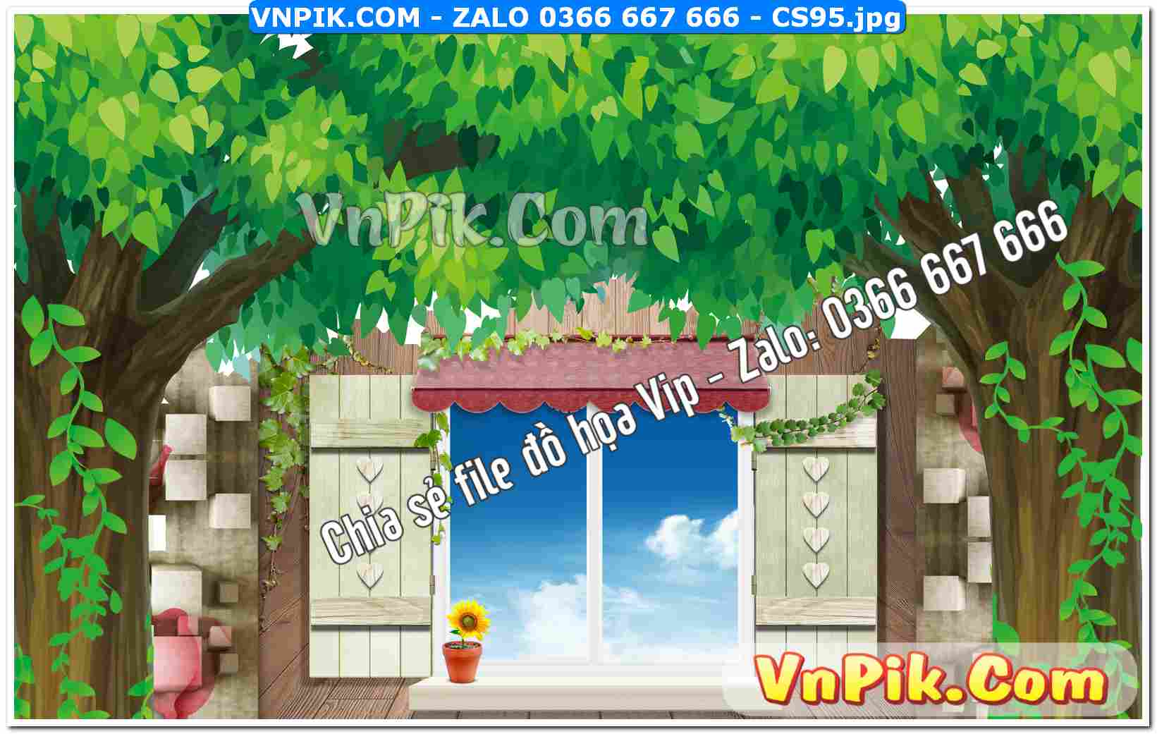 Mẫu tranh cửa sổ 3D tranh dán tường mã file CS95