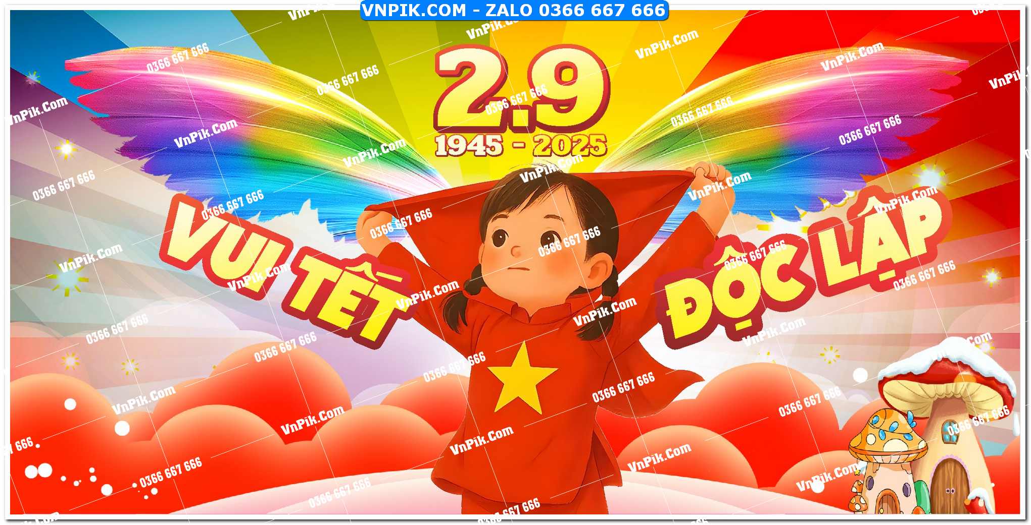 Ảnh nền Quốc Khánh 2 tháng 9 vector Corel Ai dùng thiết kế banner và backdrop