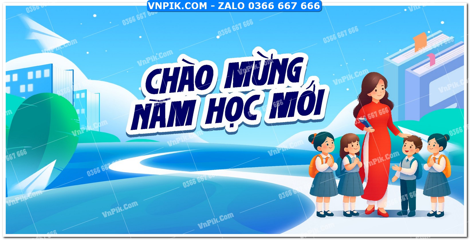 Backdrop Sân Khấu Khai Giảng Đẹp File Corel Mẫu 92