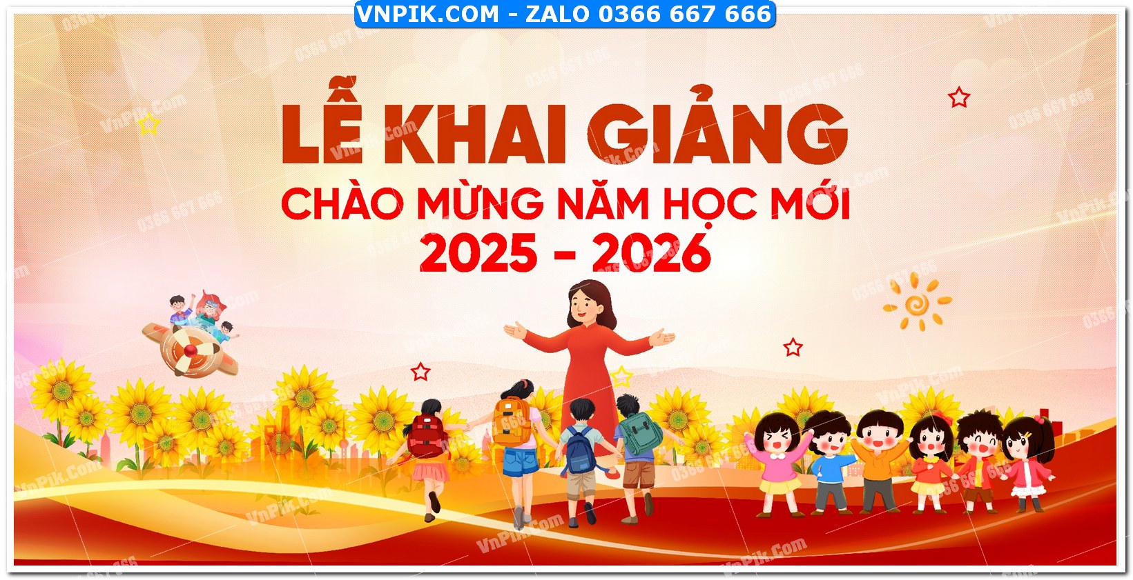 Backdrop Sân Khấu Khai Giảng Đẹp File Corel Mẫu 94